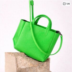 NWT- Ampersand As Apostrophe Neon Green Micro Tote Leather Bag